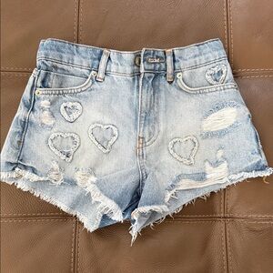 Zara kids girls jeans with hearts shorts size 9 years